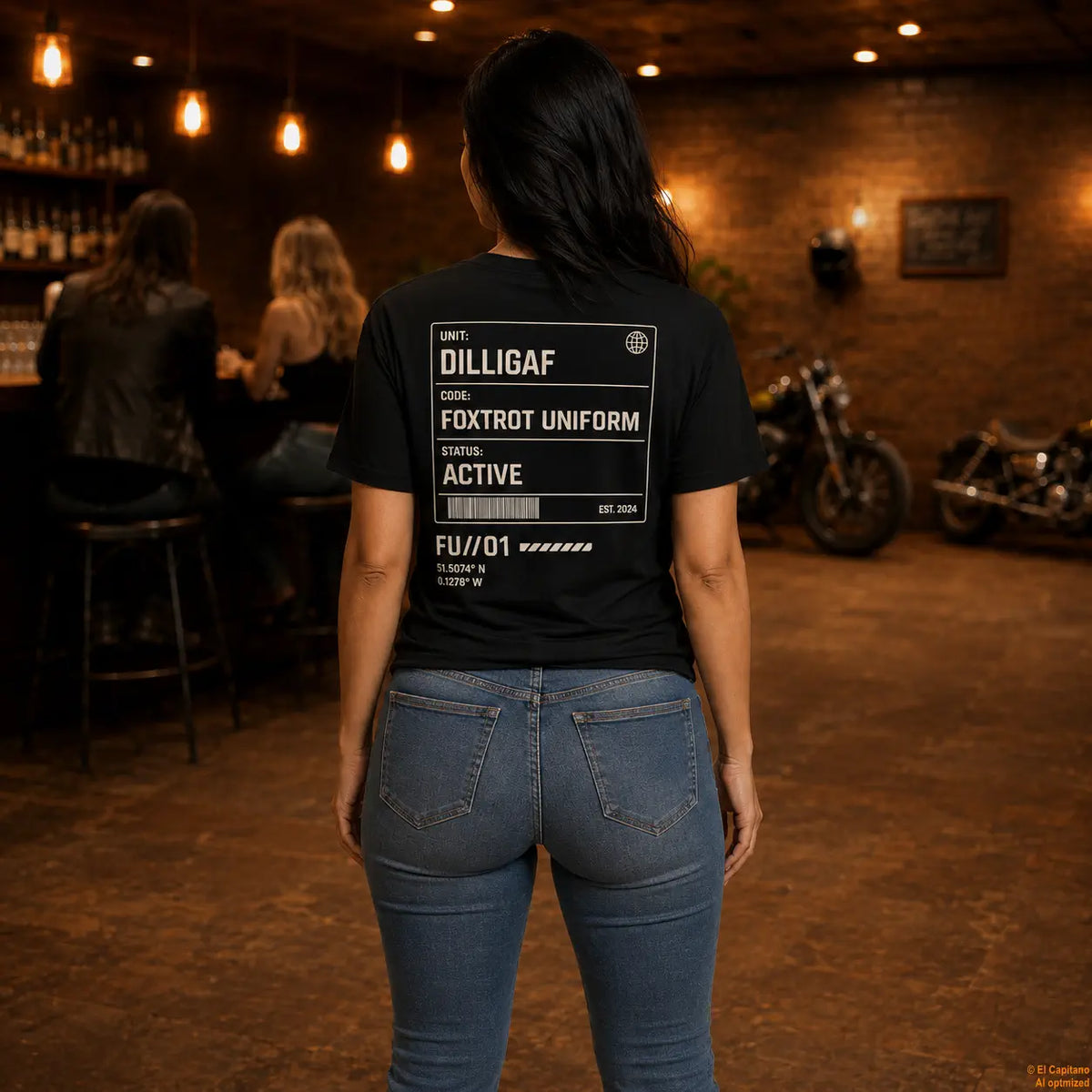 DILLI FU Tee – Señoras – – black_dilligaffu_heck_frau – El Capitano