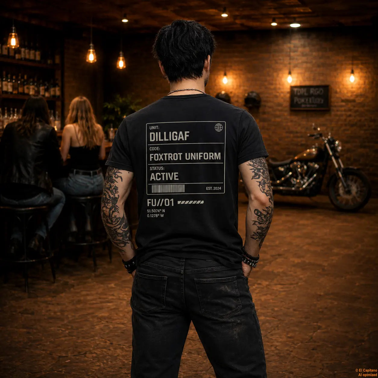 DILLI FU Tee - Caballeros – – black_dilligaffu_heck_mann – El Capitano