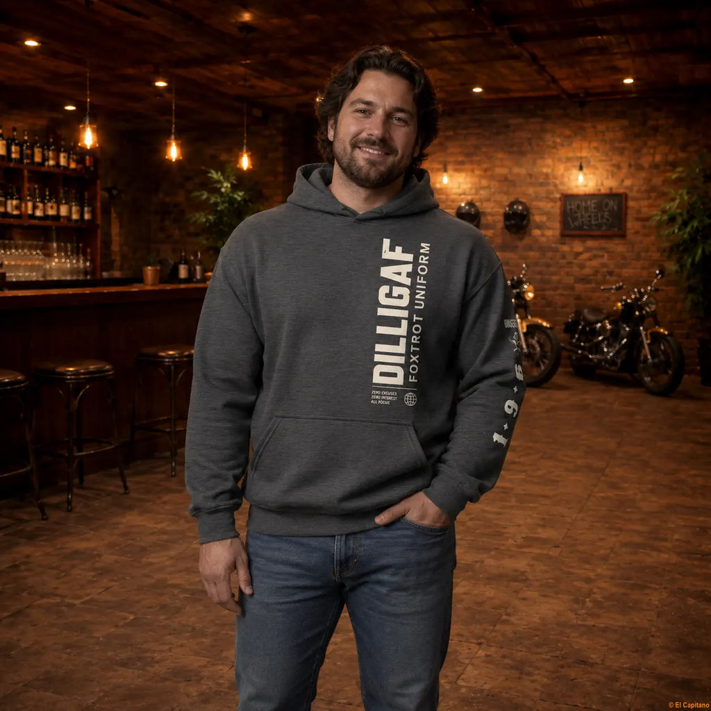 DILLIFU Hoodie - Caballeros – Dark Gray – dark-grey_dilligaffu_front_mann – El Capitano