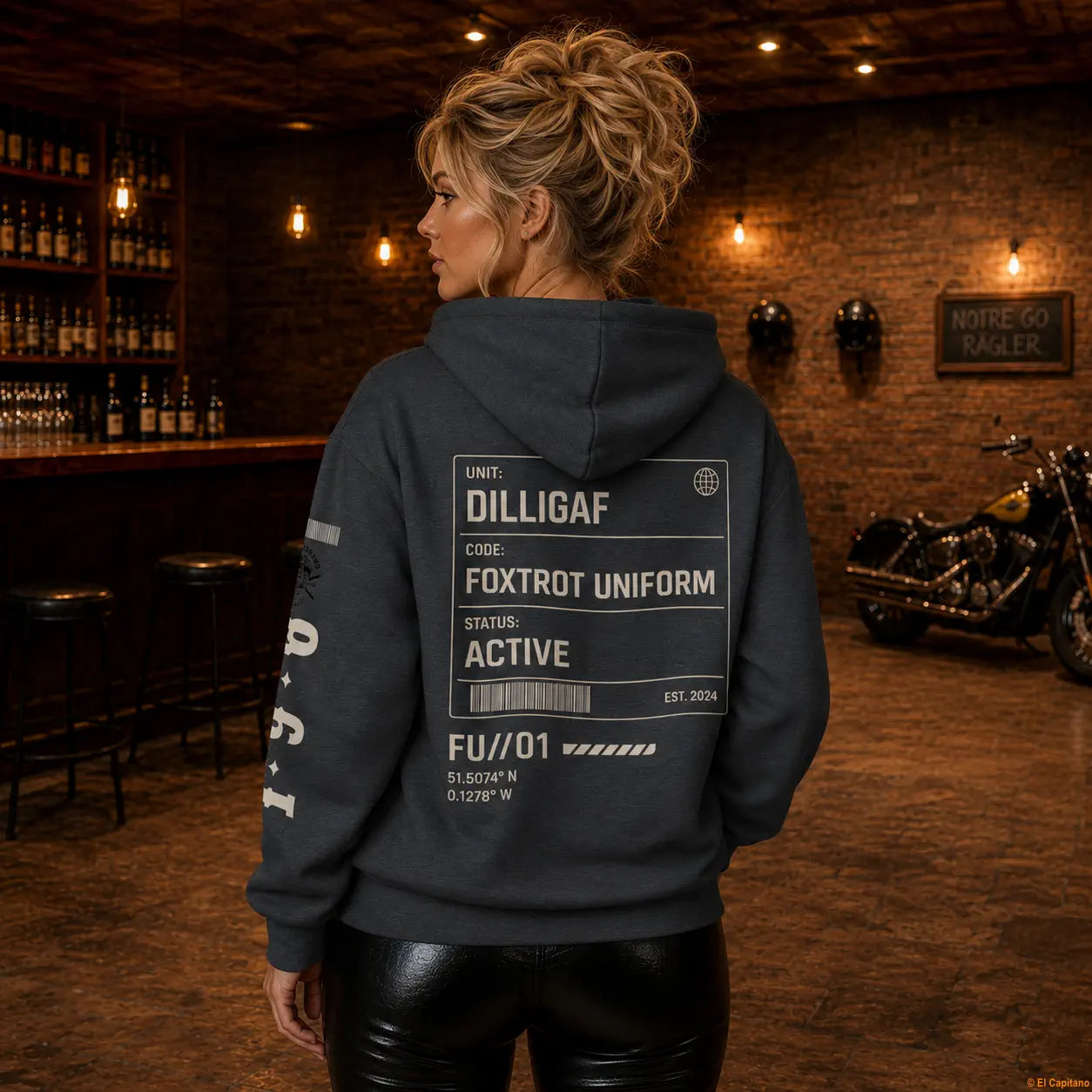 DILLIFU Hoodie - Señoras – – dark-grey_dilligaffu_heck_frau – El Capitano