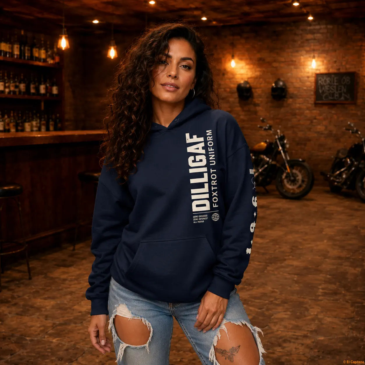 DILLIFU Hoodie - Señoras – Navy – navy_dilligaffu_front_frau_b2e81ecf-c23c-4402-83d0-c4f87ae8fe81 – El Capitano