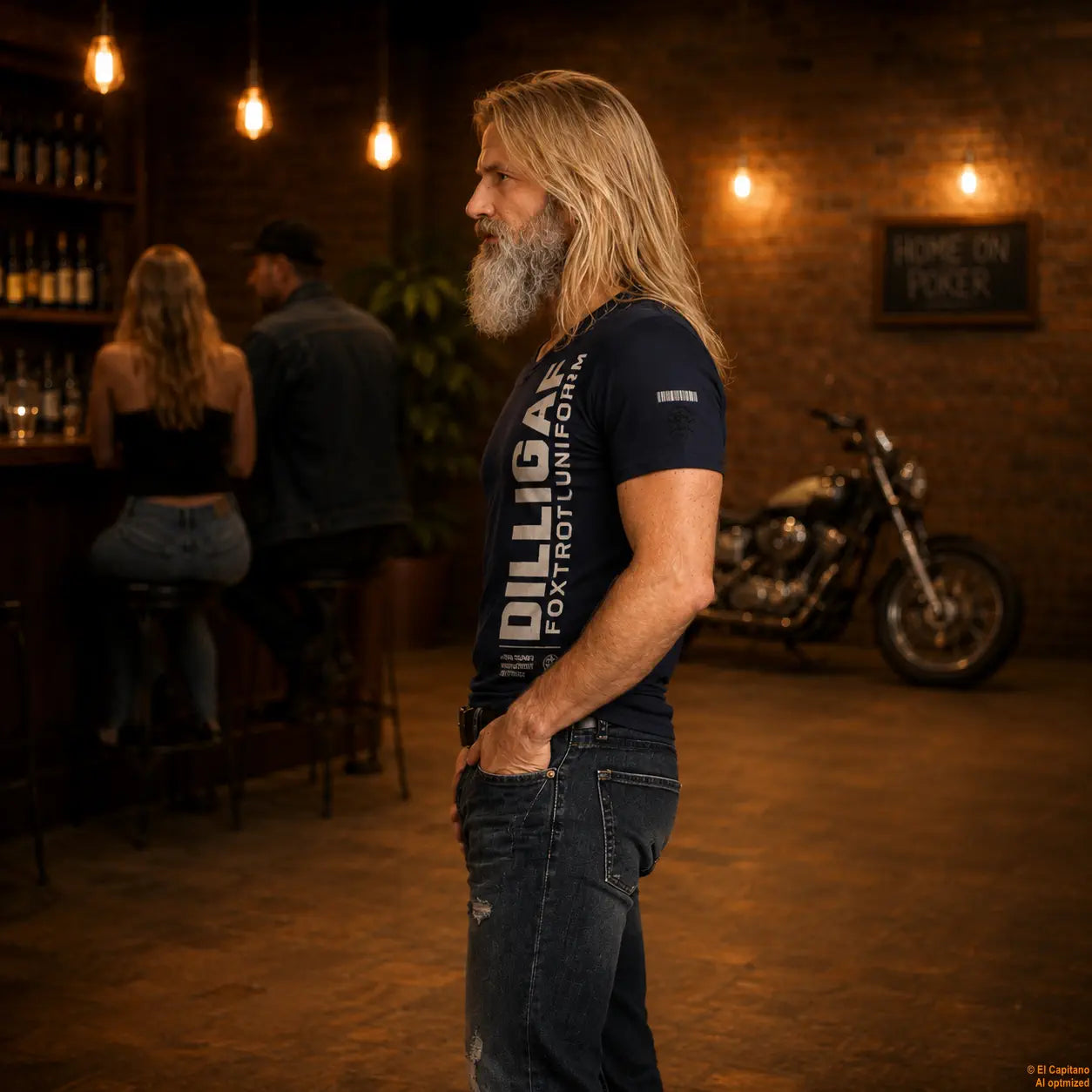 DILLI FU Tee - Caballeros – – navy_dilligaffu_seite_mann – El Capitano