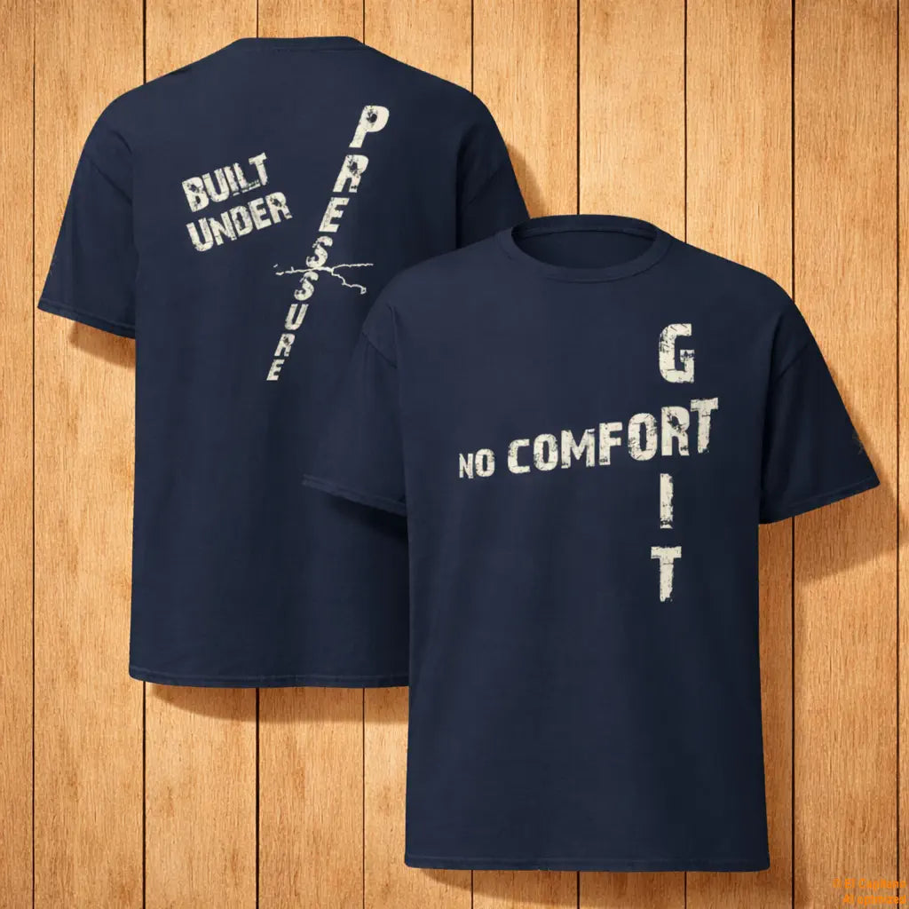 No Comfort Tee – Señoras – – navy_nocomfort_front_back – El Capitano