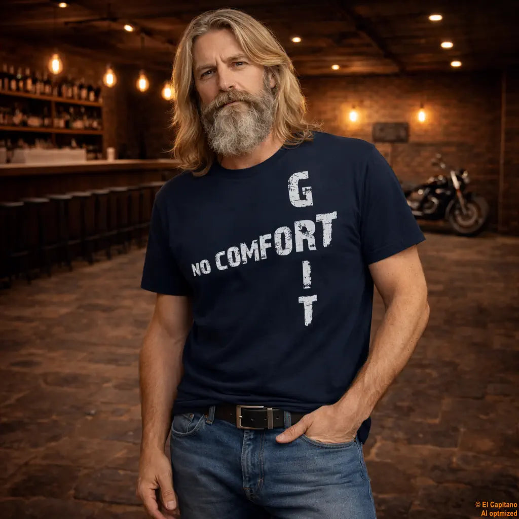 No Comfort Tee – Caballeros – Navy – navy_nocomfort_front_mann – El Capitano