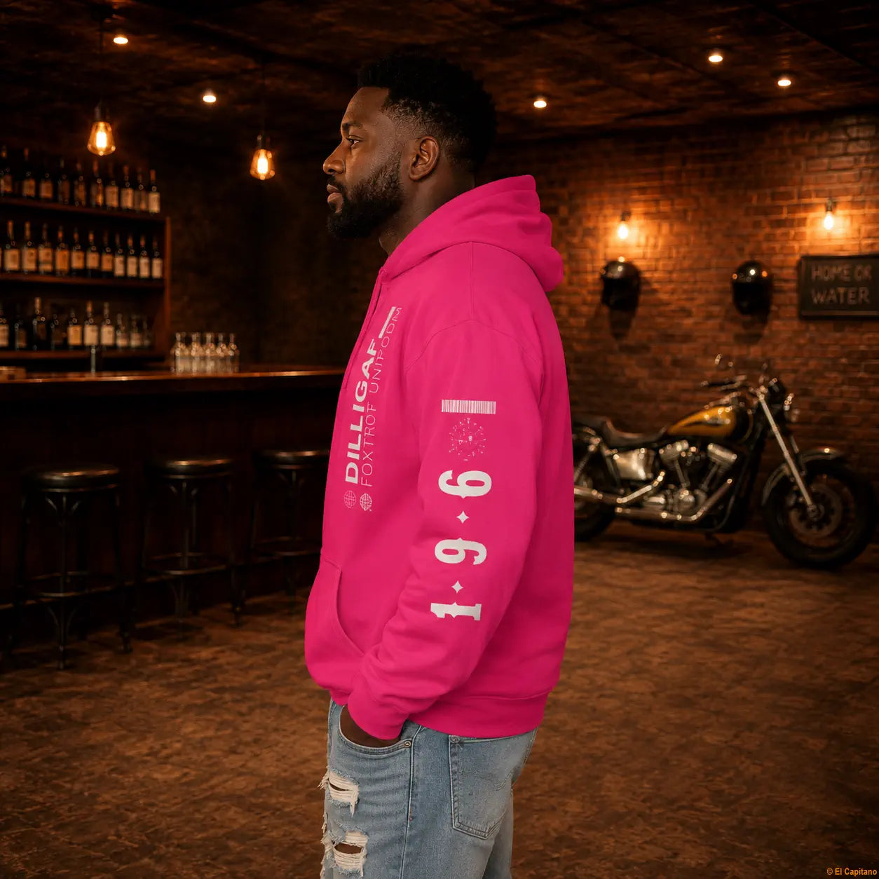 DILLIFU Hoodie - Caballeros – – punch-pink_dilligaffu_seite_mann – El Capitano