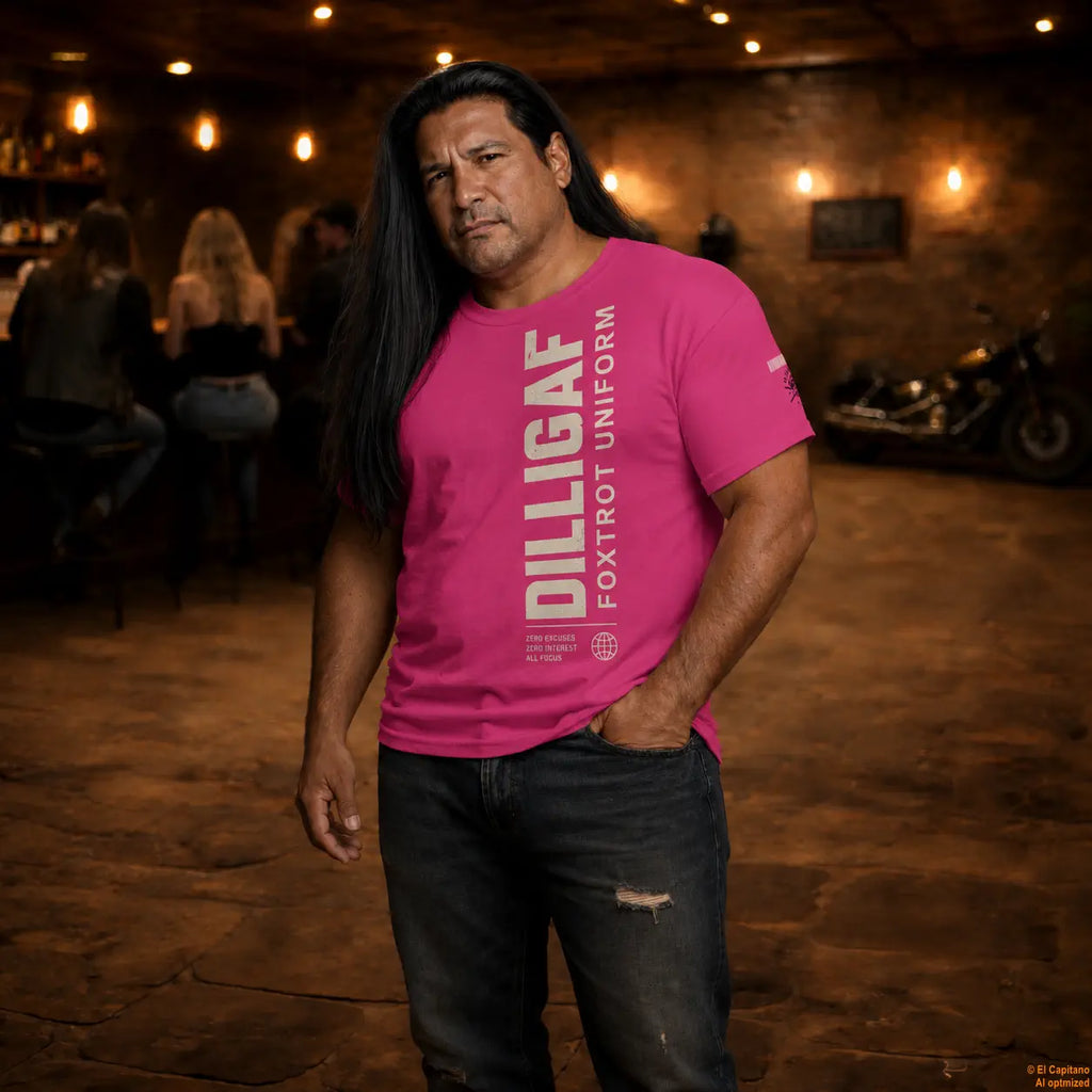 DILLI FU Tee - Caballeros – Punch Pink – punch_pink_dilligaffu_front_mann – El Capitano