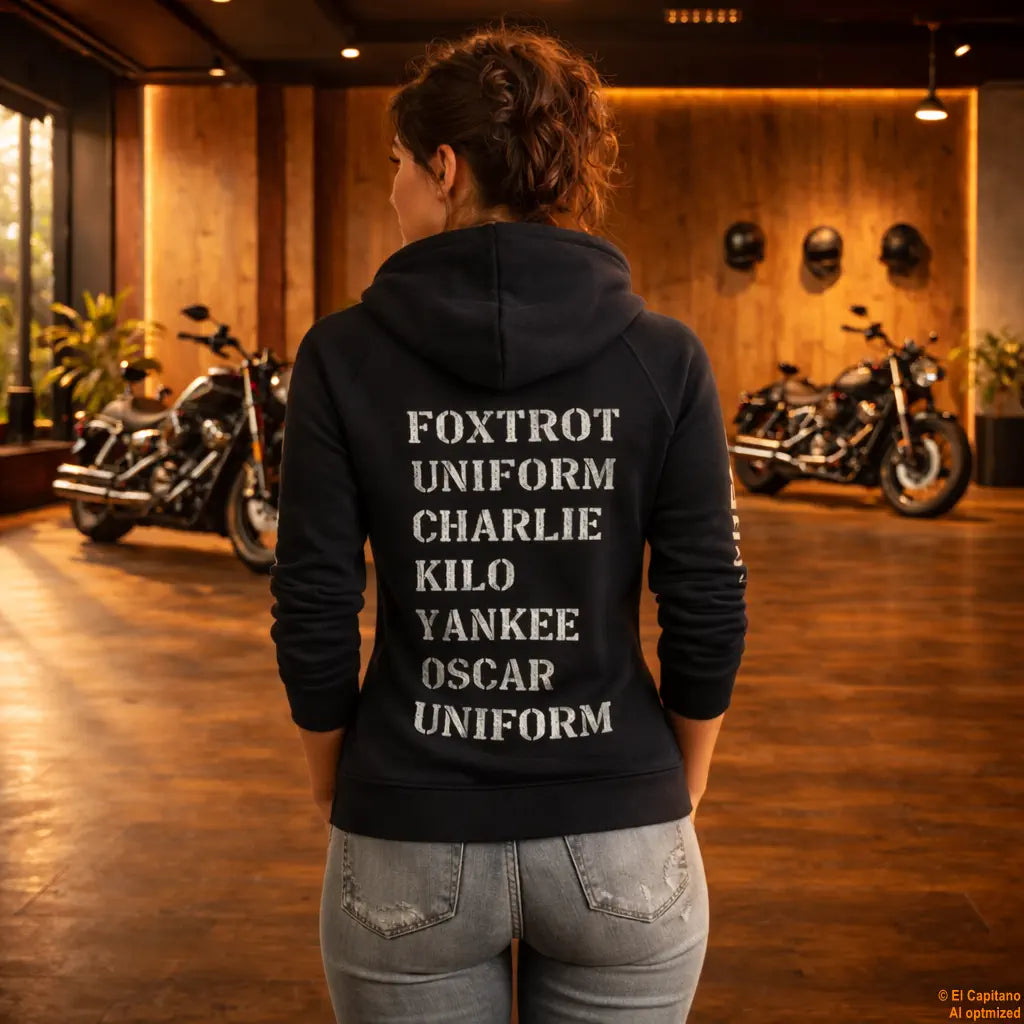 F.U.C.K. Y.O.U. Zip Hoodie – Señoras – – schwarzbackhalbfuckyoufrau – El Capitano