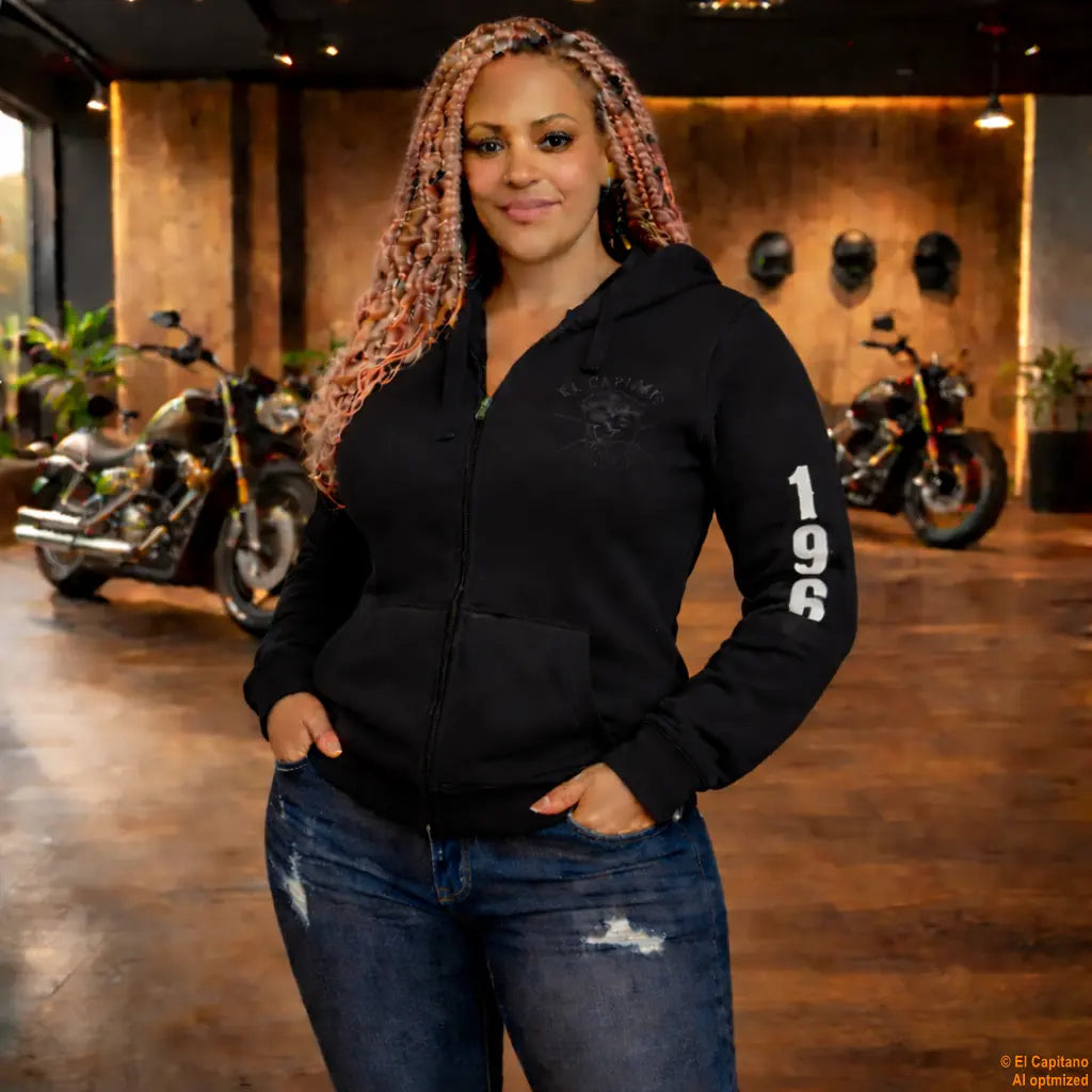 CTC Bikers Best Zip Hoodie – Señoras – – schwarzfronthalbbikersbestfrau – El Capitano