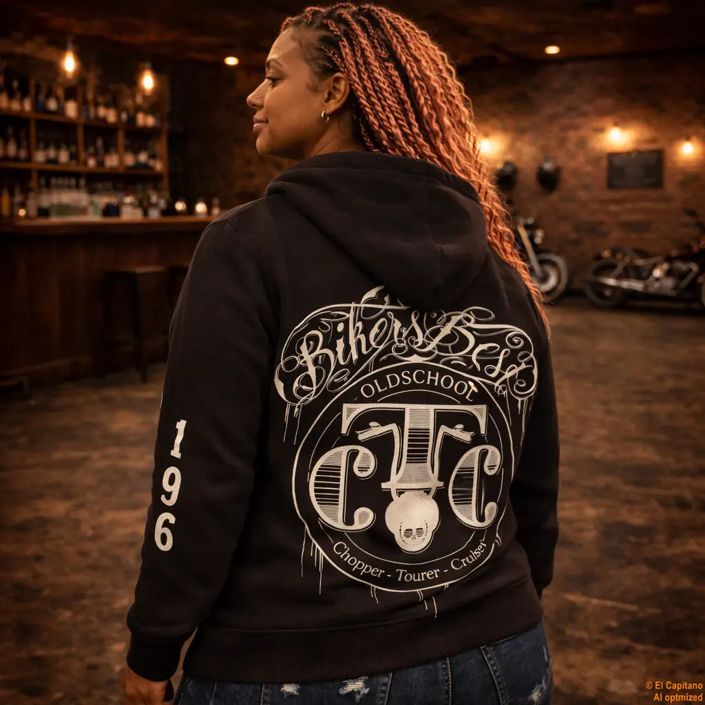 CTC Bikers Best Zip Hoodie – Señoras – – schwarzlinksthalbbikersbestfrau – El Capitano