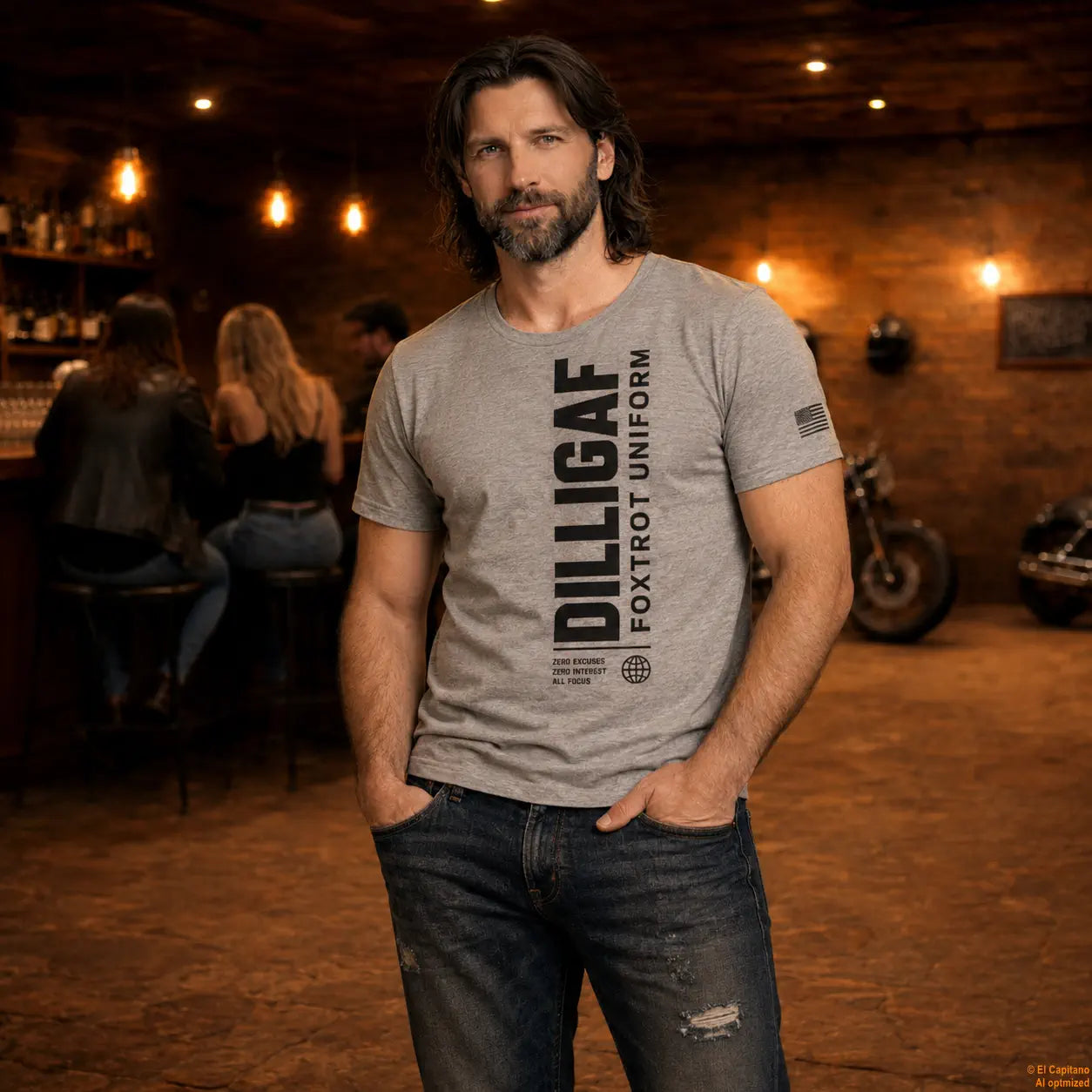 DILLI FU Tee - Caballeros – Sport Grey – sport_grey_dilligaffu_front_mann – El Capitano