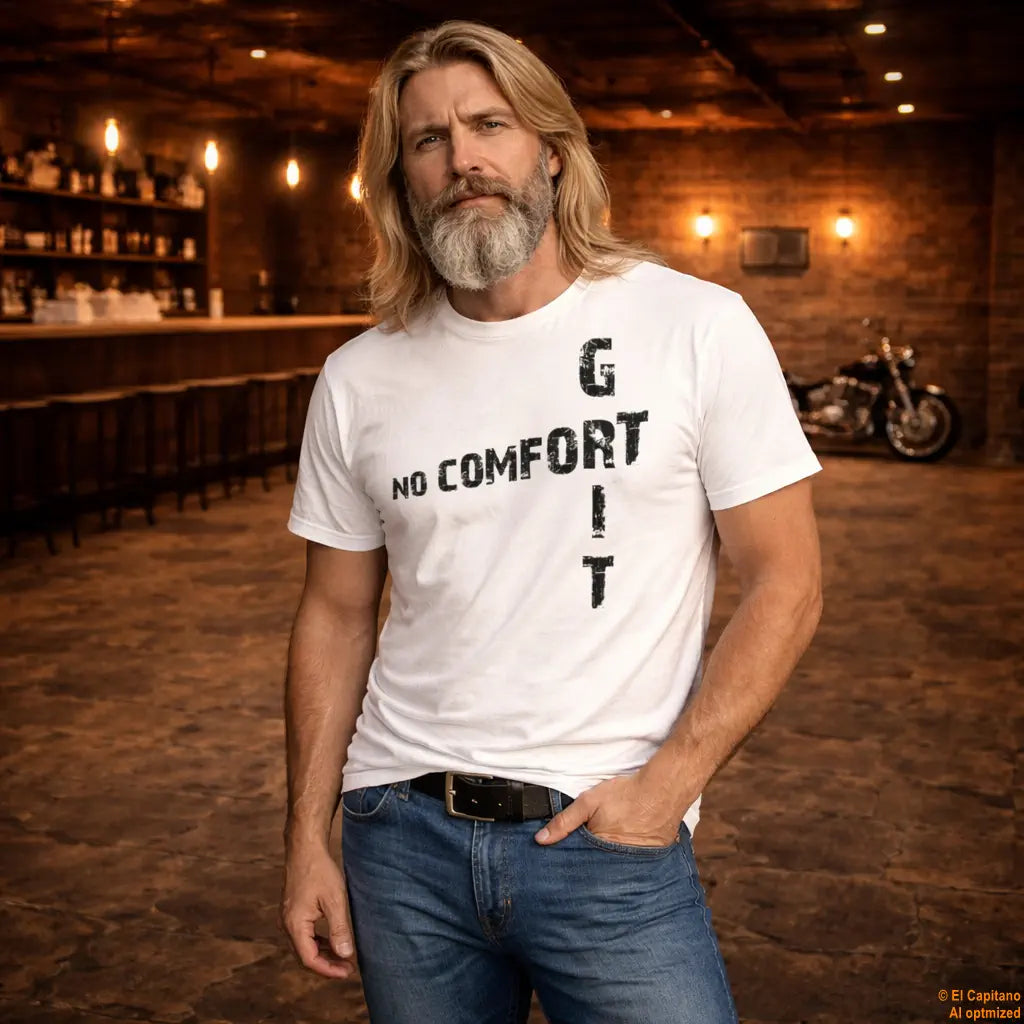 No Comfort Tee – Caballeros – White – weiss_nocomfort_front_mann – El Capitano